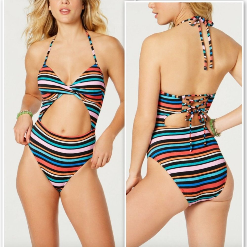 NWT Sundazed Twist 1pc Cutout Corset Swimsuit 32B - Picture 1 of 6